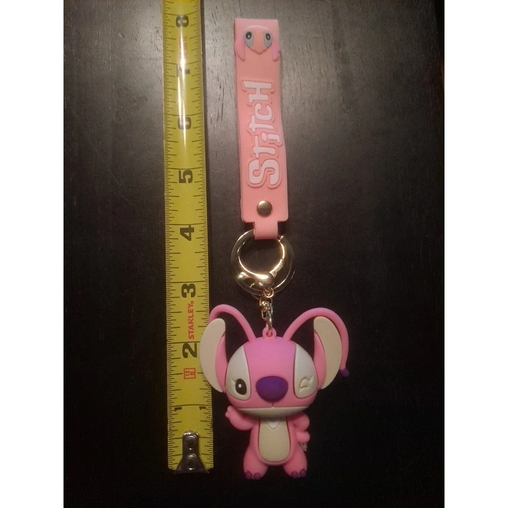 Disney Stitch & Angel 3D PVC Keychain Backpack Clip Keyring Pendant Wristlet‎
